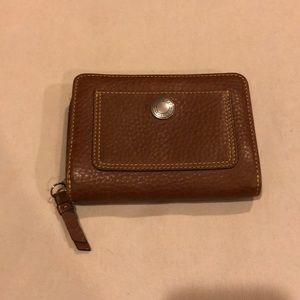 Coach brown pebble leather zip-around wallet